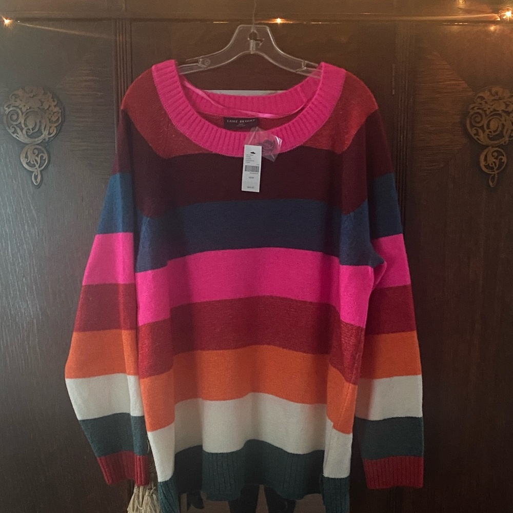 Lane Bryant Vibrant Pink Cowl Neck Sweater